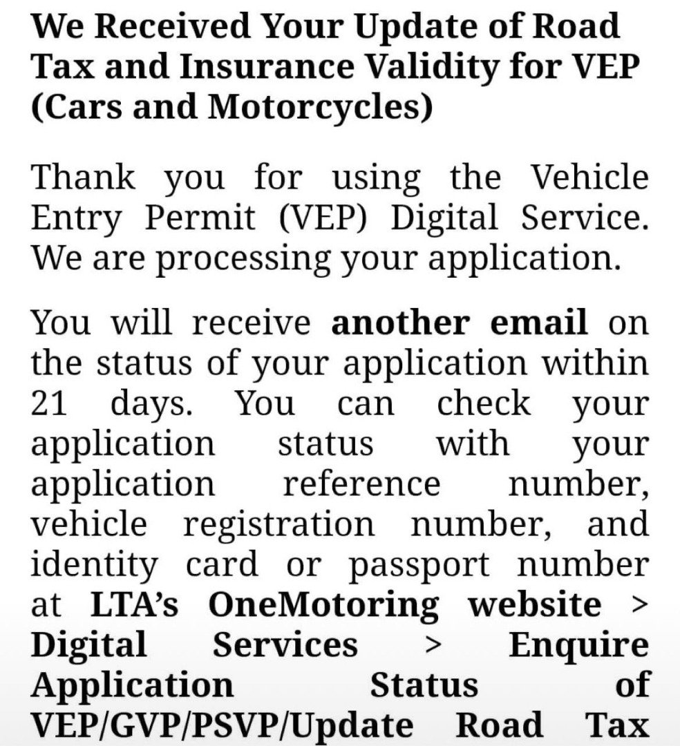 And update for tax road vep validity insurance Rush to