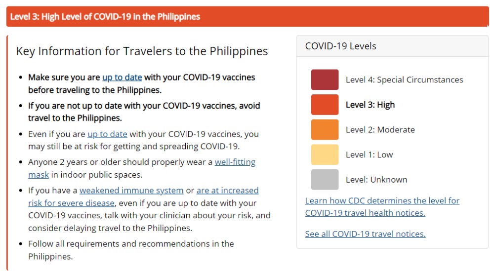 美国疾控中心将菲律宾列入新冠疫情高风险区